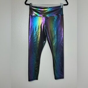 Zyia Active Mirage Metallic Light N' Tight 7/8 Legging SZ 8-10 Rainbow Hue